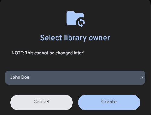 Library owner diaglog